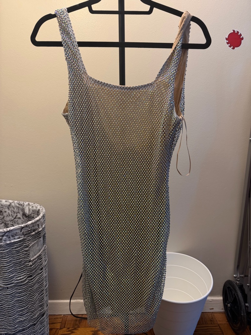 Fashion Nova Silver Mesh Midi Dress